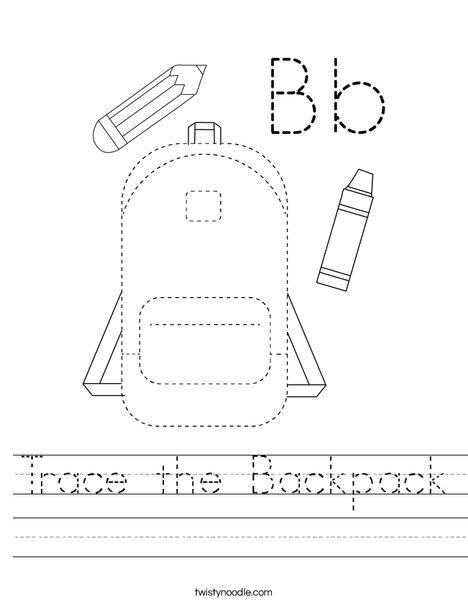 Trace the Backpack Worksheet
