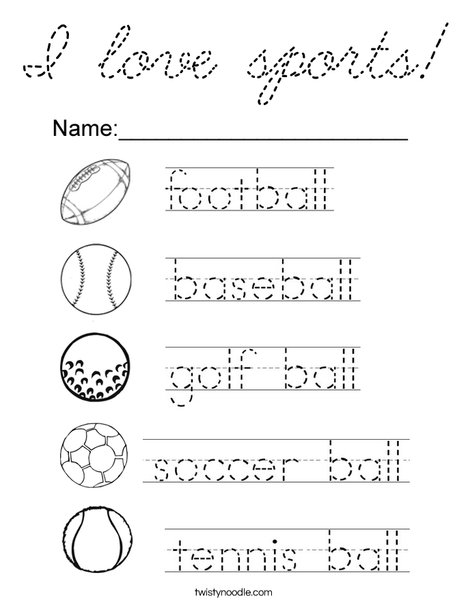 Trace the Ball Words Coloring Page