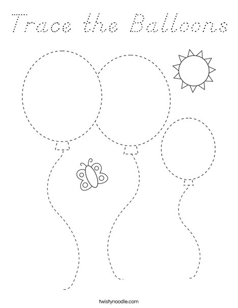 Trace the Balloons Coloring Page