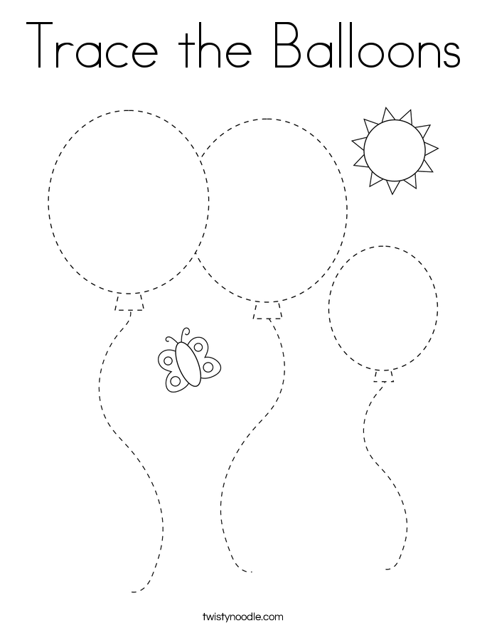 Trace the Balloons Coloring Page