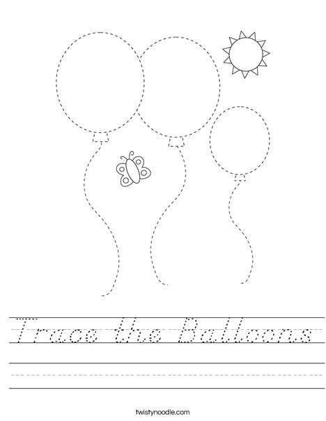 Trace the Balloons Worksheet