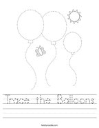 Trace the Balloons Handwriting Sheet