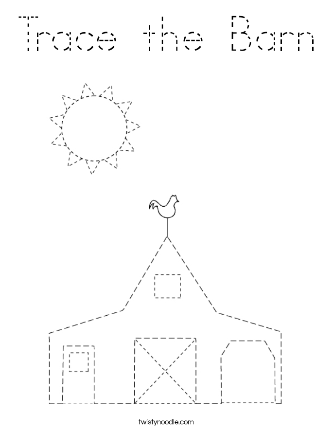 Trace the Barn Coloring Page