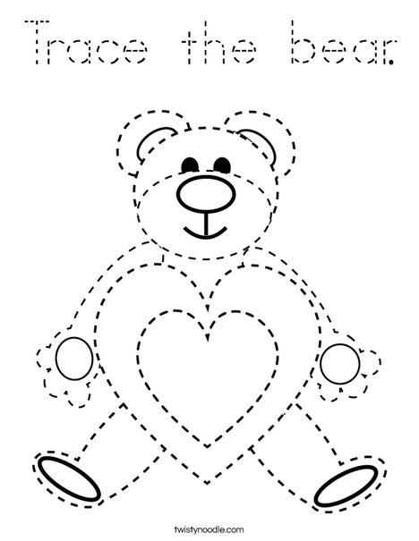 Trace the bear. Coloring Page