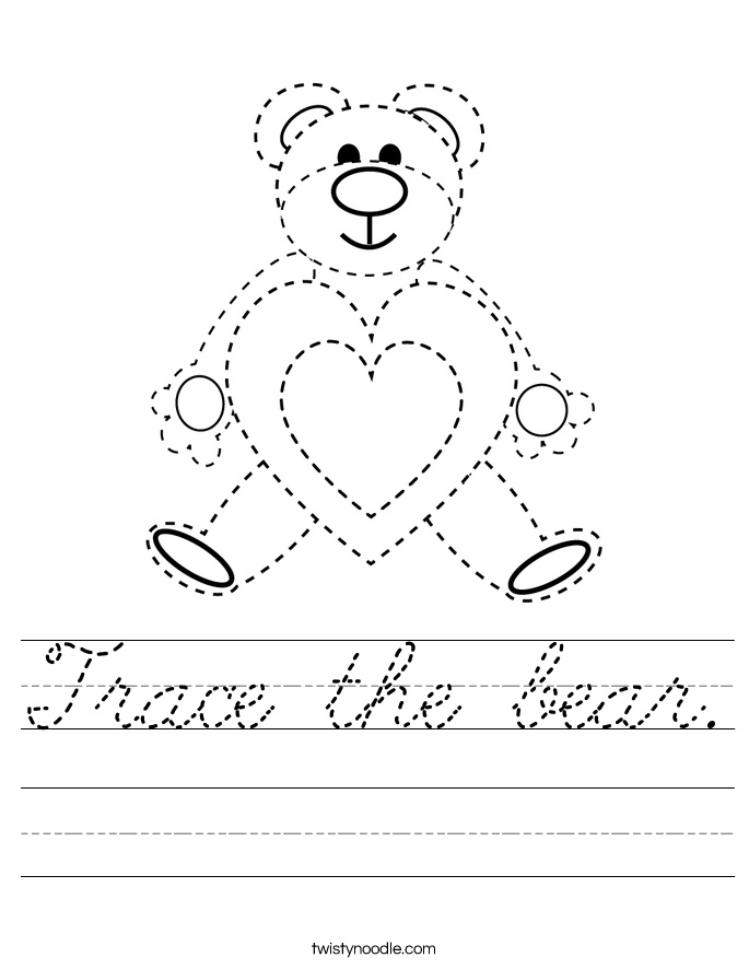 Trace the bear. Worksheet