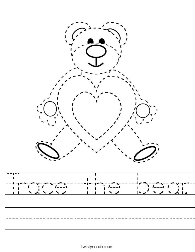 Trace the bear. Worksheet
