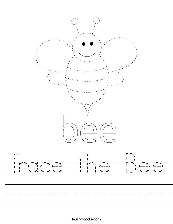 Trace the Bee Worksheet - Twisty Noodle