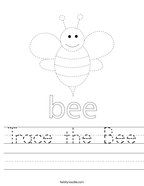 Trace the Bee Handwriting Sheet