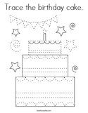 Trace the birthday cake Coloring Page