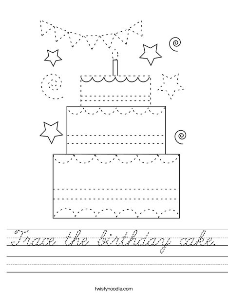 Trace the birthday cake. Worksheet