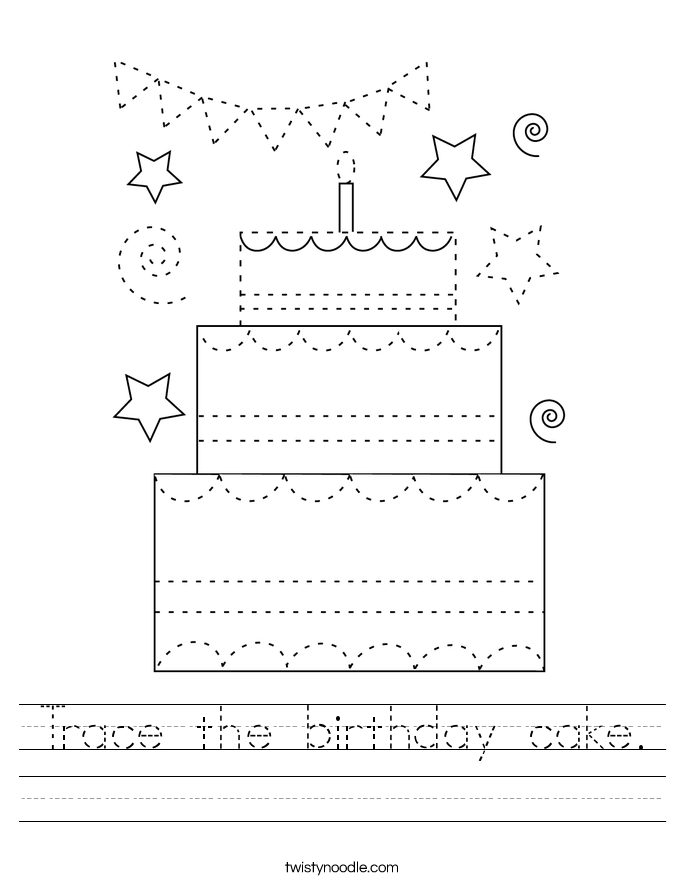 Trace the birthday cake. Worksheet