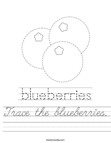 Trace the blueberries. Worksheet