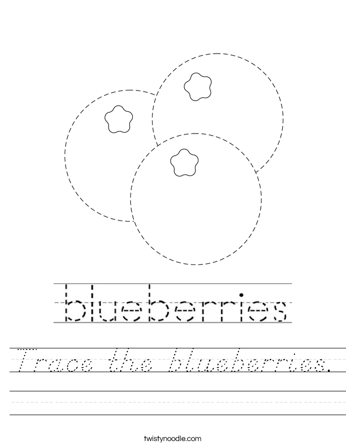 Trace the blueberries. Worksheet