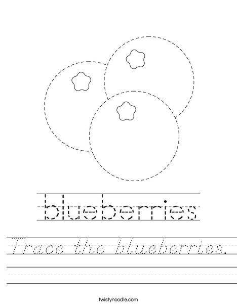 Trace the blueberries. Worksheet