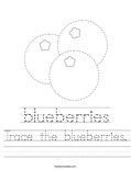 Trace the blueberries. Worksheet