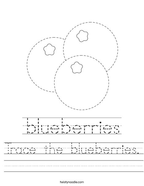 Trace the blueberries. Worksheet