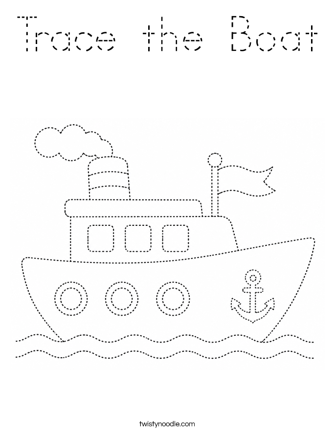 Trace the Boat Coloring Page