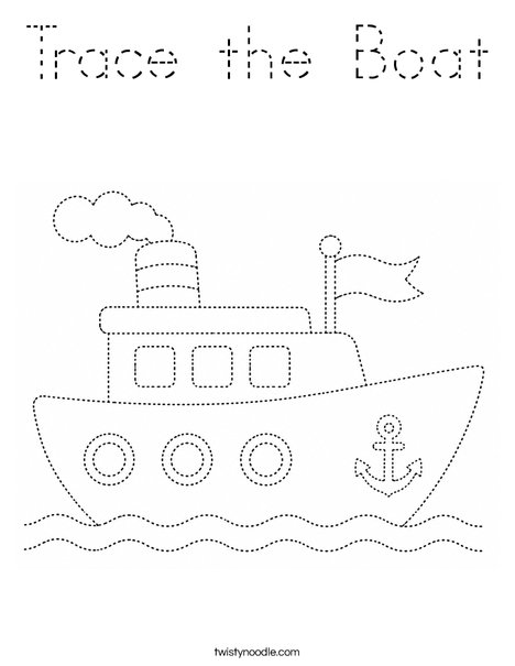 Trace the Boat Coloring Page