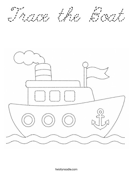 Trace the Boat Coloring Page