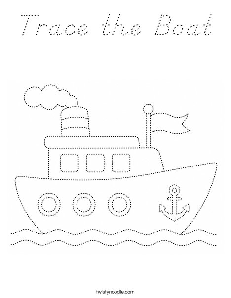 Trace the Boat Coloring Page