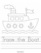 Trace the Boat Handwriting Sheet
