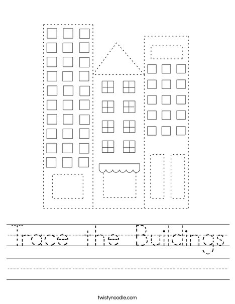 Trace the Buildings Worksheet Twisty Noodle Trace the Buildings Worksheet Twisty Noodle