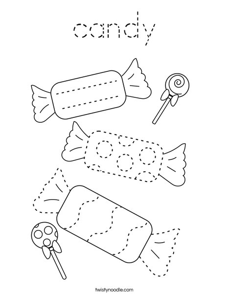 Trace the Candy Coloring Page