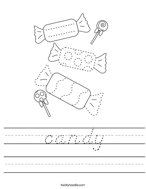 Trace the Candy Worksheet