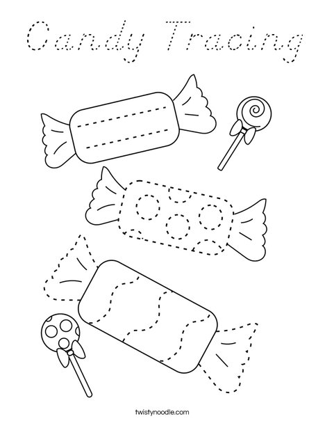 Trace the Candy Coloring Page