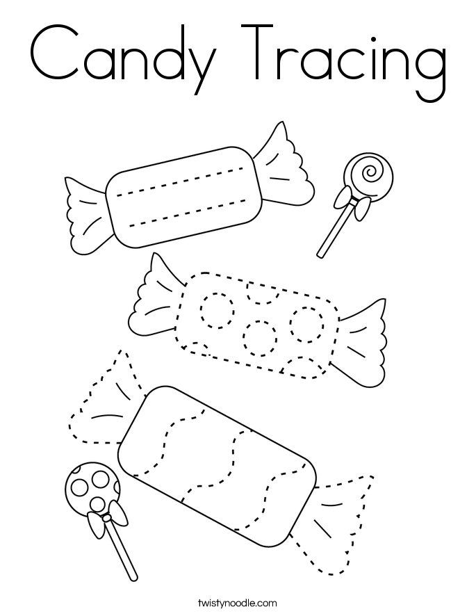 candy tracing coloring page twisty noodle