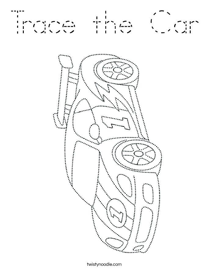 Trace the Car Coloring Page