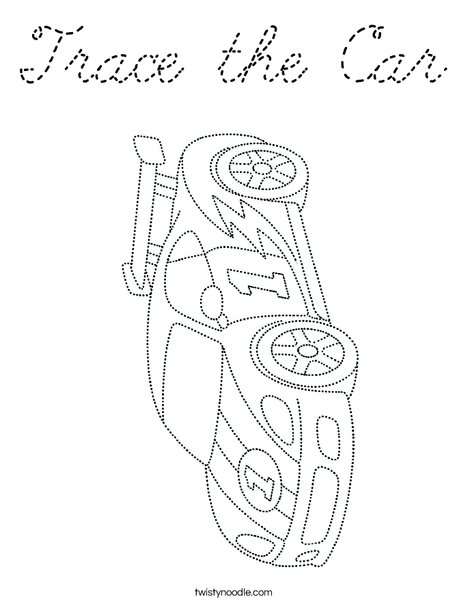 Trace the Car Coloring Page