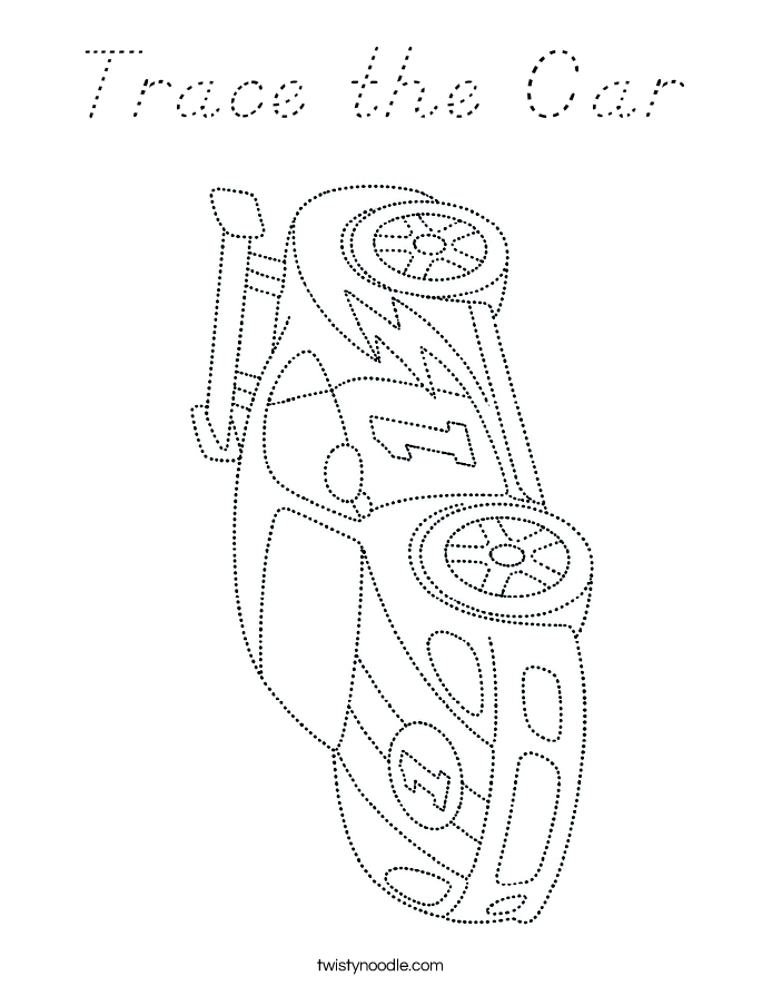 Trace the Car Coloring Page