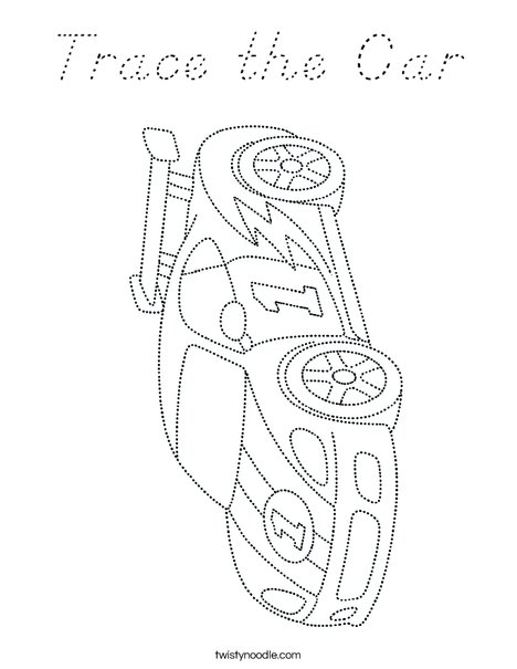 Trace the Car Coloring Page