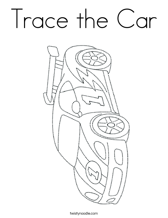 Trace the Car Coloring Page