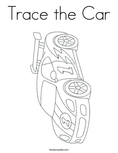Trace the Car Coloring Page