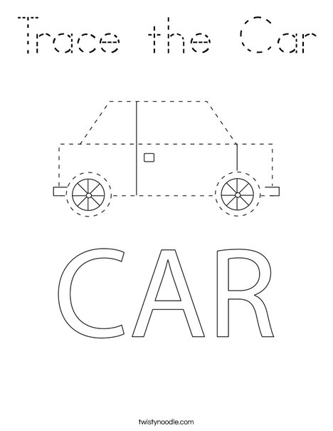 Trace the Car Coloring Page