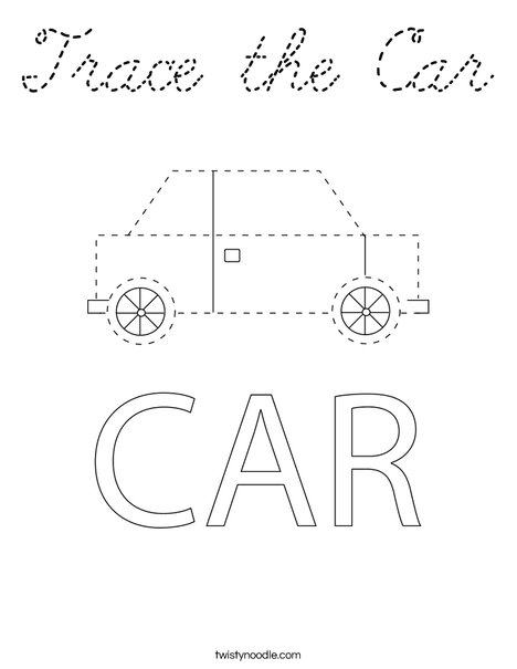 Trace the Car Coloring Page