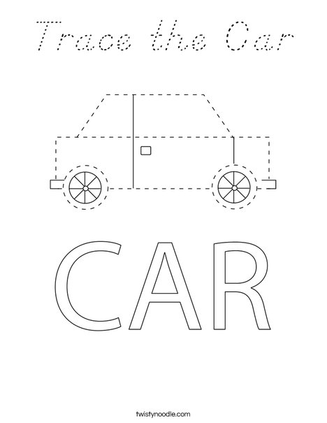 Trace the Car Coloring Page