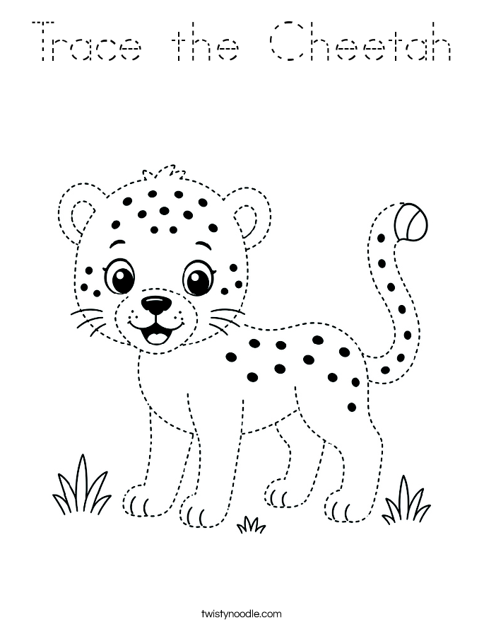 Trace the Cheetah Coloring Page