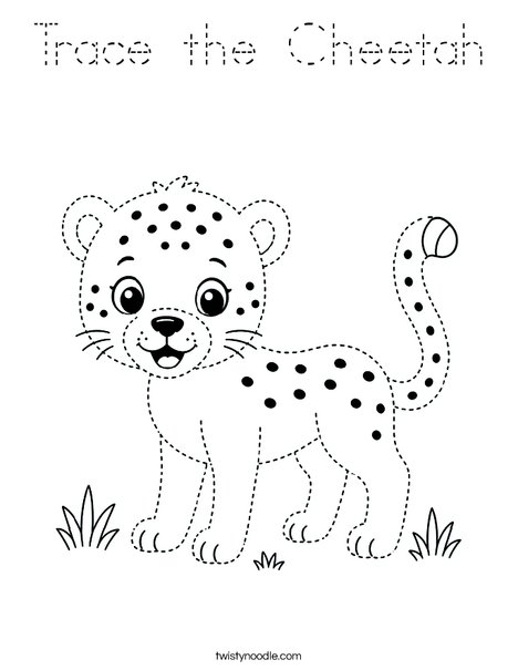Trace the Cheetah Coloring Page