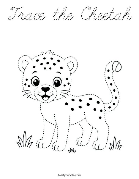Trace the Cheetah Coloring Page