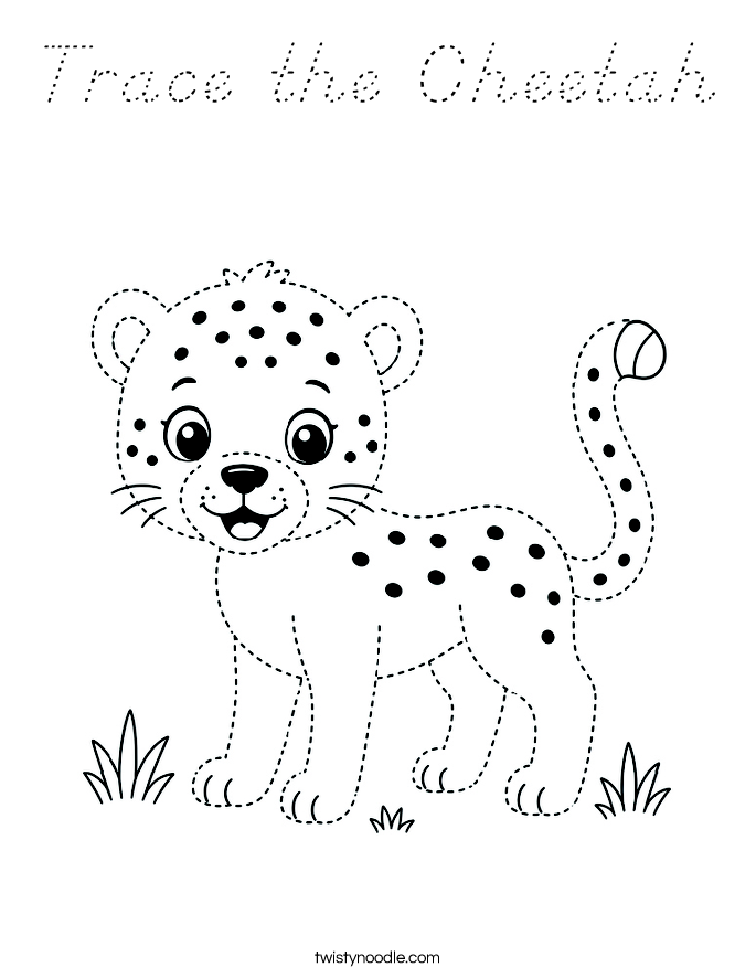 Trace the Cheetah Coloring Page