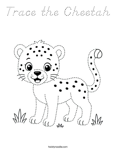 Trace the Cheetah Coloring Page