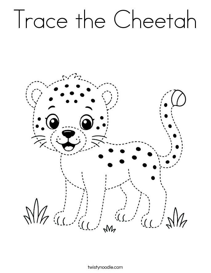 Trace the Cheetah Coloring Page