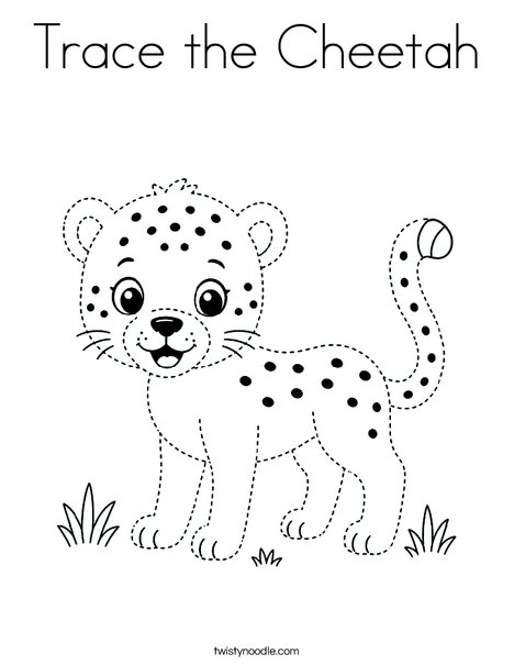 Trace the Cheetah Coloring Page