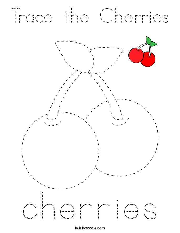 Trace the Cherries Coloring Page