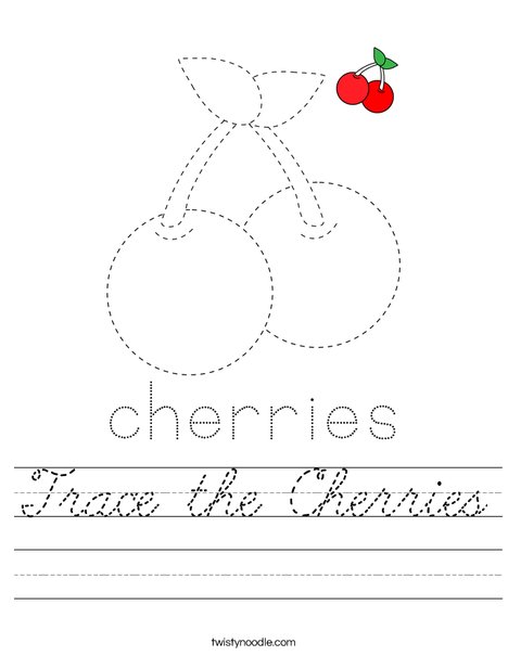 Trace the Cheries Worksheet