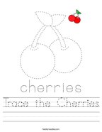 Trace the Cherries Handwriting Sheet