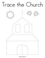 Trace the Church Coloring Page